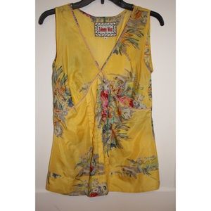 Elegant Mustard Yellow Johnny Was Sleeveless Top