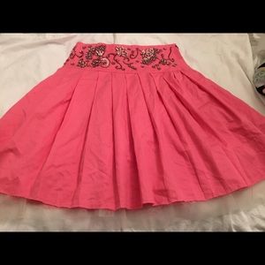 Size 0 Free people skirt in hot pink w/ beads