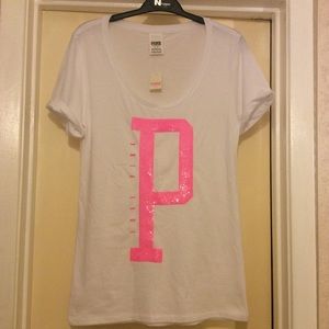 Vs pink sequins tee