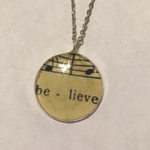 Believe Sheet Music Necklace