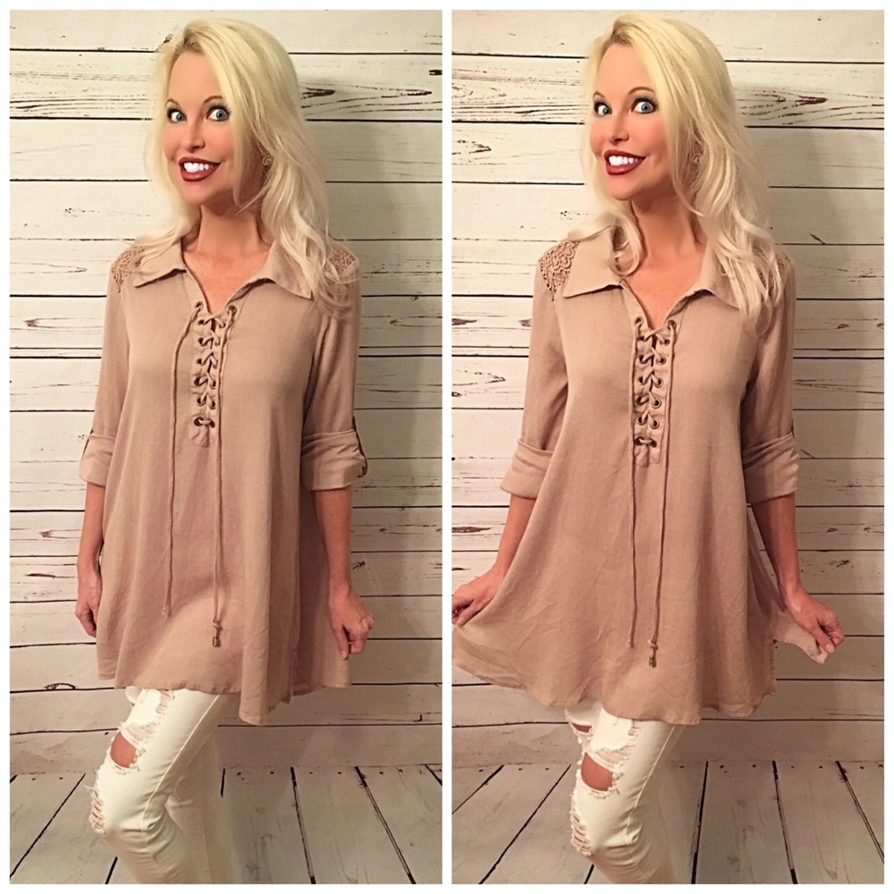 Lace up toggle sleeve tunic/dress! LAST TWO - Picture 2 of 2