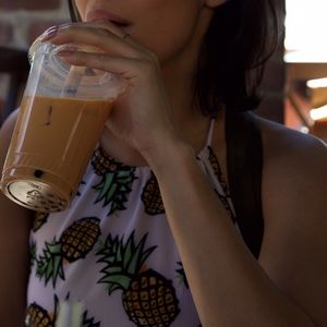 Pineapple crop top halter top