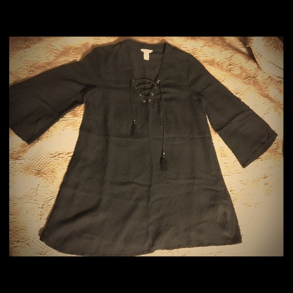 Bell sleeve black dress