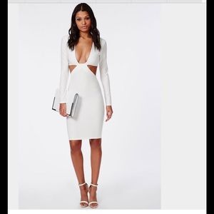 White cut-out long sleeve dress!