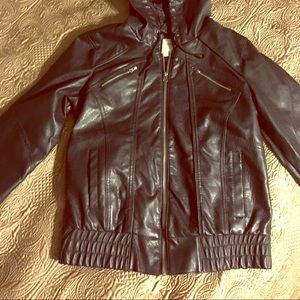 Hooded leather jacket