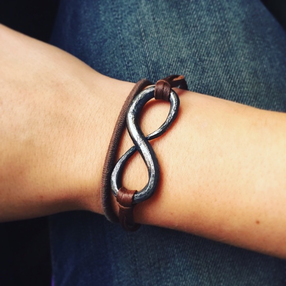 Hand forged infinity pendant bracelet