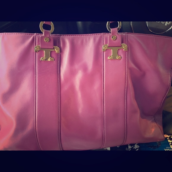 EUC Tory Burch plum leather tote