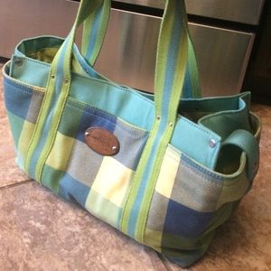 Tommy Hilfiger blue green plaid Large Purse