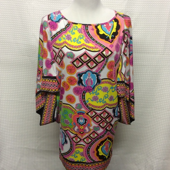 TRINA TURK Bright Print Tunic Top Size Small