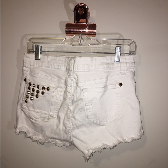 White, gold studded shorts - Picture 2 of 2