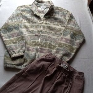 EUC Zip Fleece Jacket & Lilac Corduroy Pants