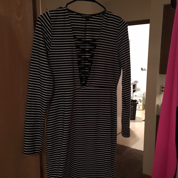 Express Dresses & Skirts - Like new Express Lace up bodycon dress size small
