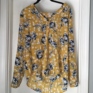Long sleeved floral silk blouse