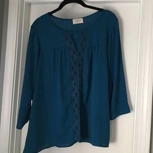 Blue 3/4 sleeve blouse