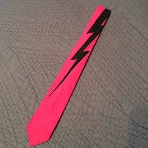 Hot Pink Lightning Bolt Skinny Tie