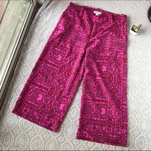 Coldwater Creek Magenta Mandala Wide Leg Capris