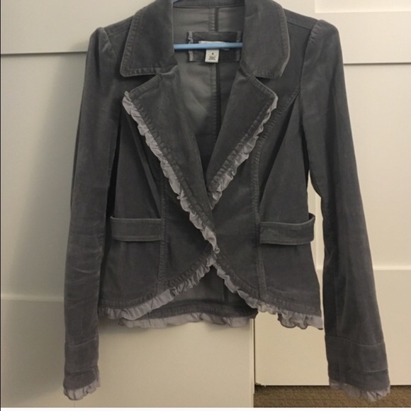 White House black market gray velvet blazer .