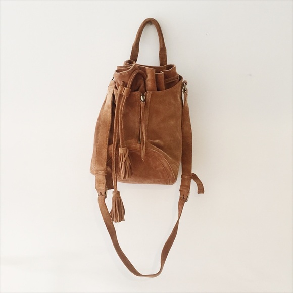 Aritzia Suede Caramel Bucket Bag