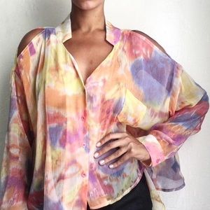 UNIF sheer watercolor blouse