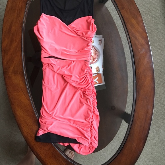 Coral Pink Dress with Black Cut Outs NWT