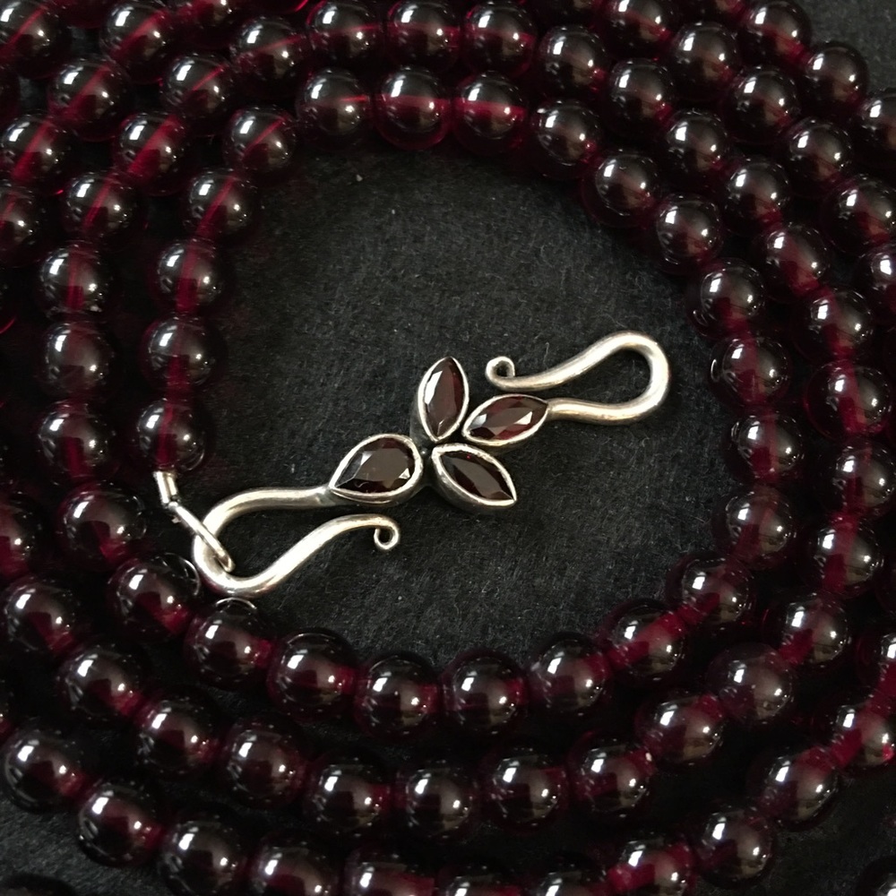 Vintage Genuine Garnet Gemstone Necklace