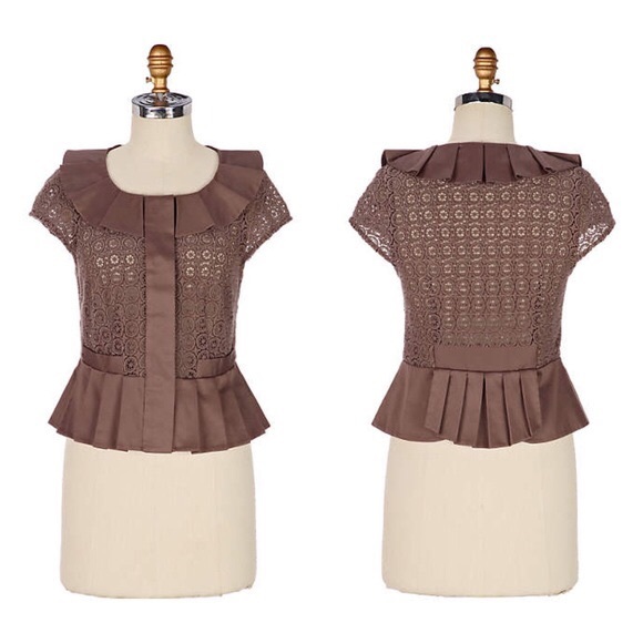 Anthropologie Tops - Anthropologie Elevenses Double Mocha Peplum Top