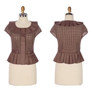 Anthropologie Elevenses Double Mocha Peplum Top