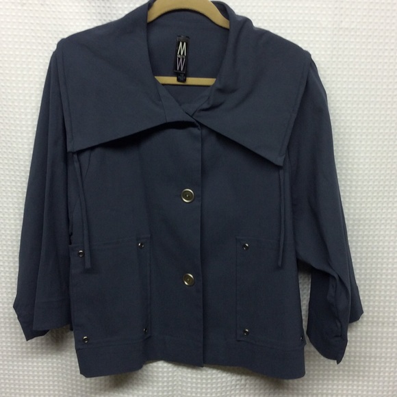 MARLA WYNNE Slate Blue Short A-Line Jacket Size 12
