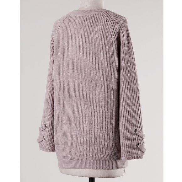 Lace Up Long Sweater - Picture 3 of 3