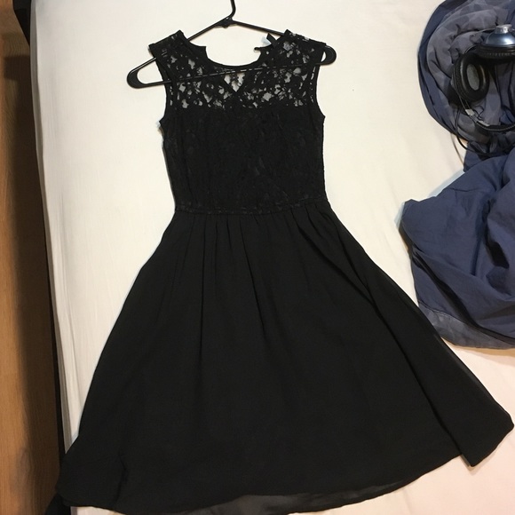 Black lace top dress