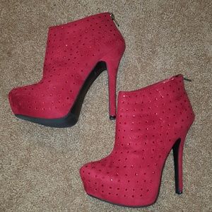 Suede Red Booties