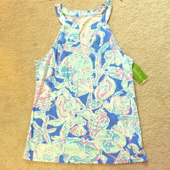 Lilly Pulitzer tank top bay blue into the deep