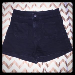 Abercrombie Dark wash high rise shorts!