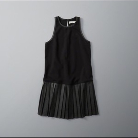 Abercrombie Black Leather Pleated Dress