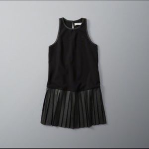 Abercrombie Black Leather Pleated Dress