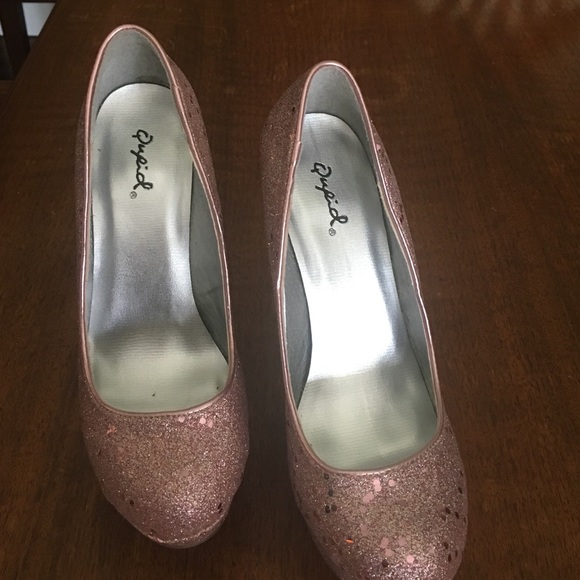 Qupid Baby Pink Platform Heels