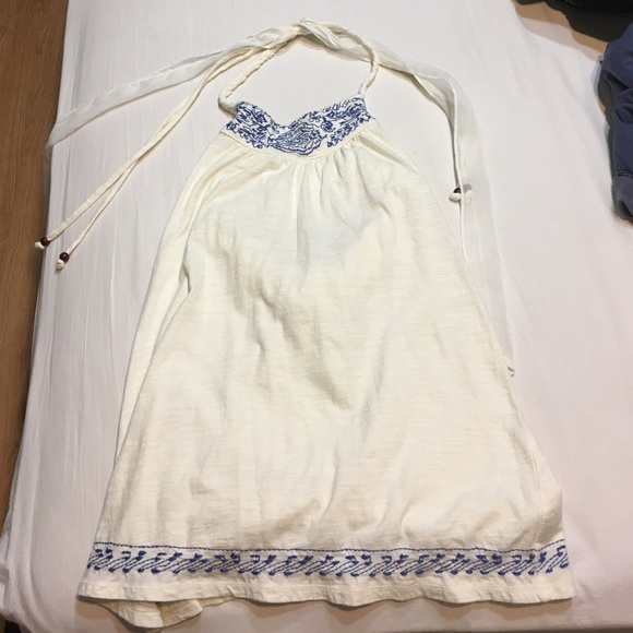 White and blue accented halter