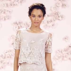 LC Lauren Conrad Cropped Embroidered Top