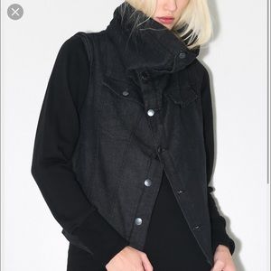 OAK NY SHERPA SQUARE COLLAR JACKET BLACK/WHITE