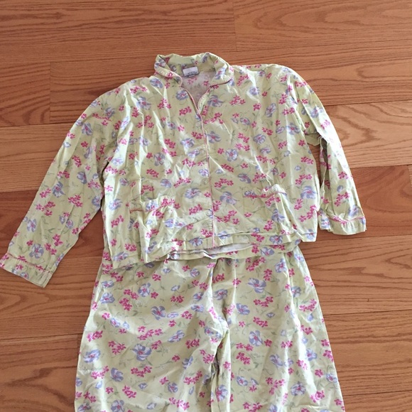 Green and Pink Floral Print Pajama Set