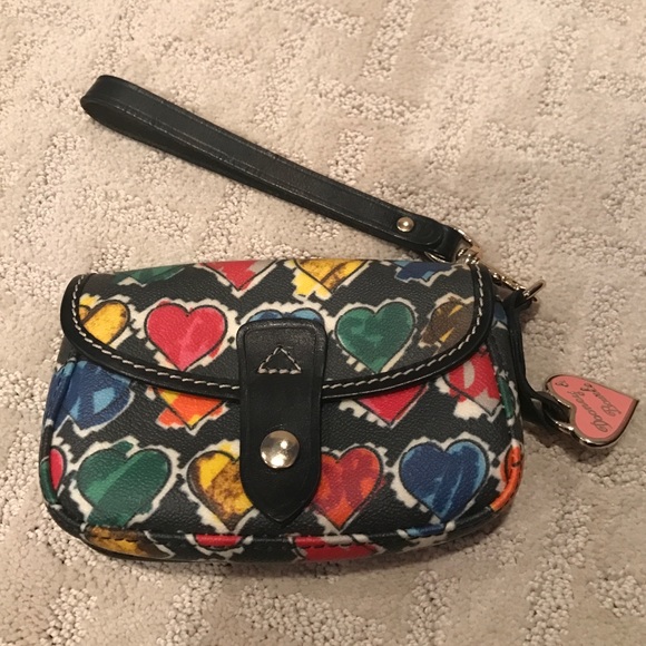 Dooney and Bourke Colorful Heart Wristlet Wallet