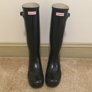 Black Hunter Rain Boots-tall gloss