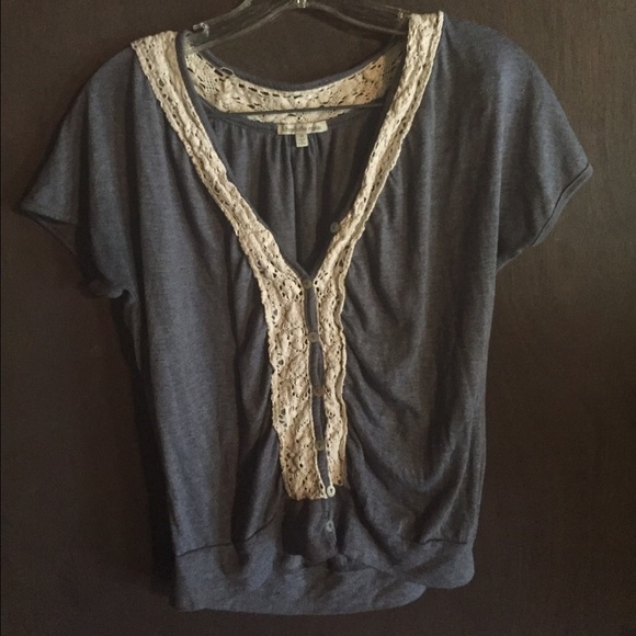 Blue/grey button down blouse