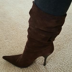 Bebe brown suede slouch boots
