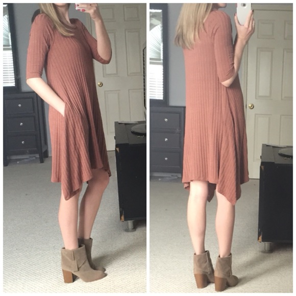 LAST ITEM▫Amber Wide Ribbed UnevenDress w/ Pockets - Picture 3 of 4