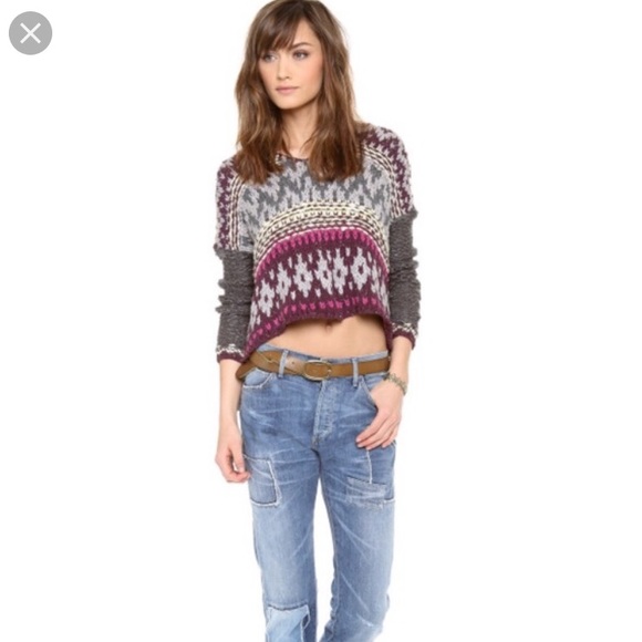 Free People Fairisle hooded pullover size S