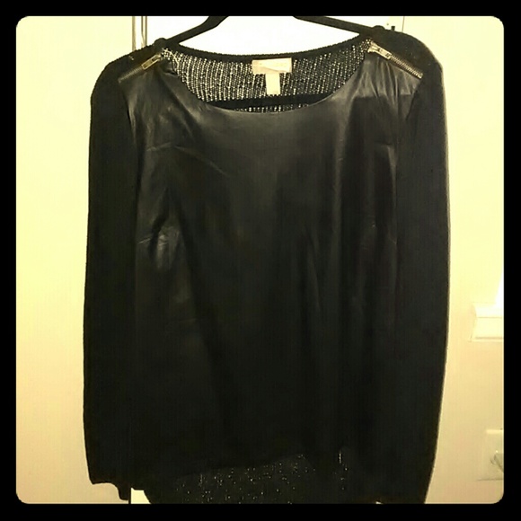 Forever 21 black leather sweatshirt
