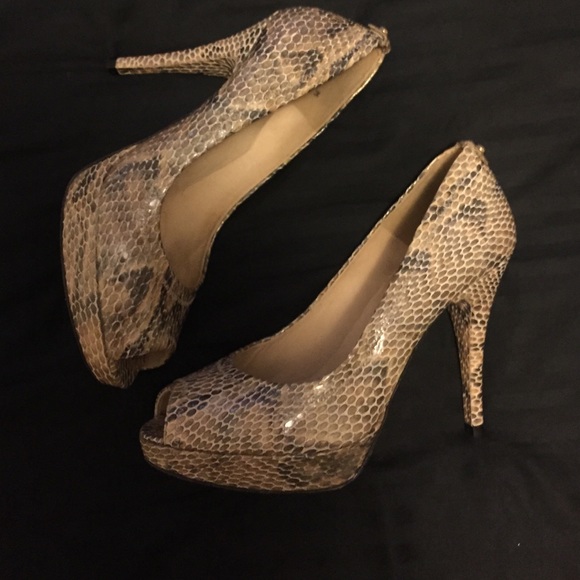 Stuart Weitzman faux snakeskin heels