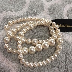 Cookie Lee faux pearl 3-strand bracelet.