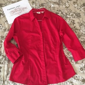 Lee Riders red 3/4 sleeve button down shirt